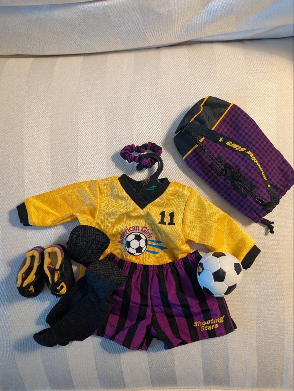 American Girl Doll Complete Shooting Stars Soccer Outfit with Bag
